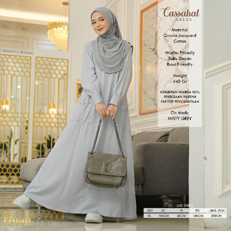 Dress Gamis Muslim Wanita Katun Syari Original Quail Hijab CASSAHAL