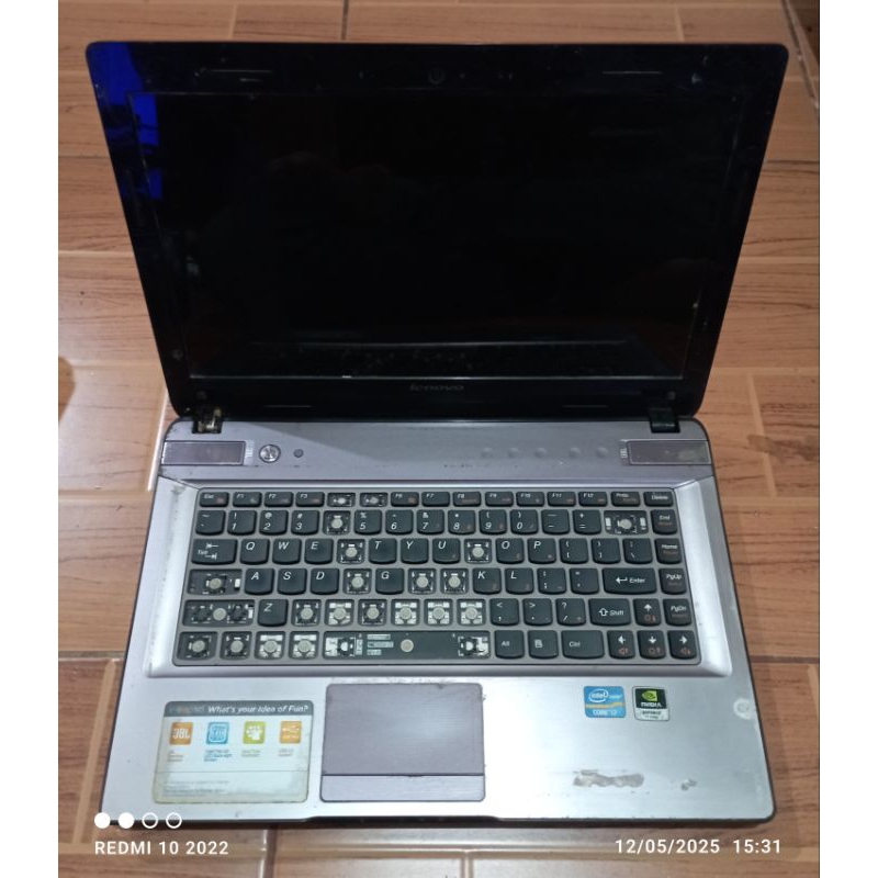 Laptop Lenovo Ideapad Y470 Intel core i7 DDR3 kondisi Mati/Matot, keyboard rusak,lcd rusak & tidak a