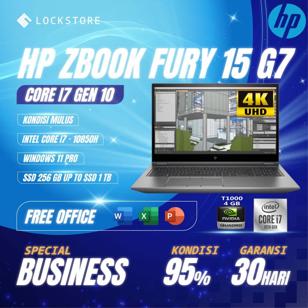 Hp Zbook Fury 15 G7 core i7 10850H | 64GB | SSD 1TB | QUADRO T1000 4GB | 15inc | RES 4K