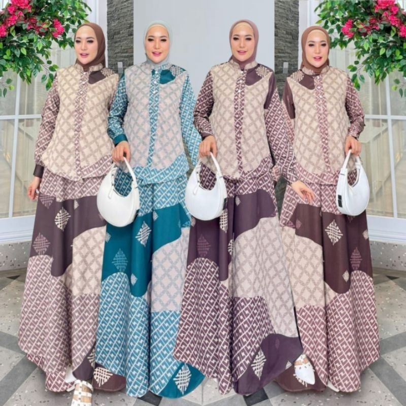 NALIMA GAMIS SET OUTER 100% PREMIUM ORI BAHAN BIBA BATIK ETNIK