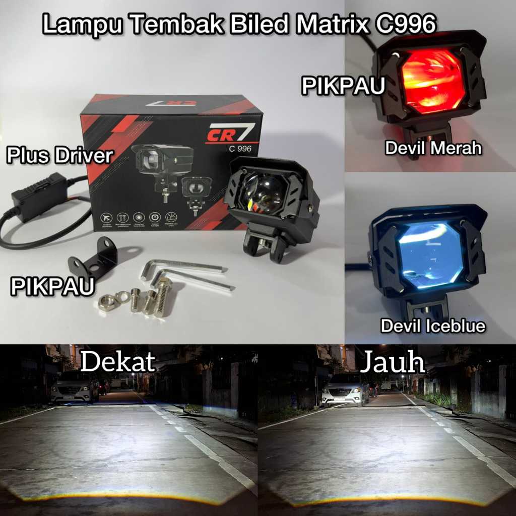 CR7 Lampu Tembak Biled Flat Cut High Low C996 Original Waterproof