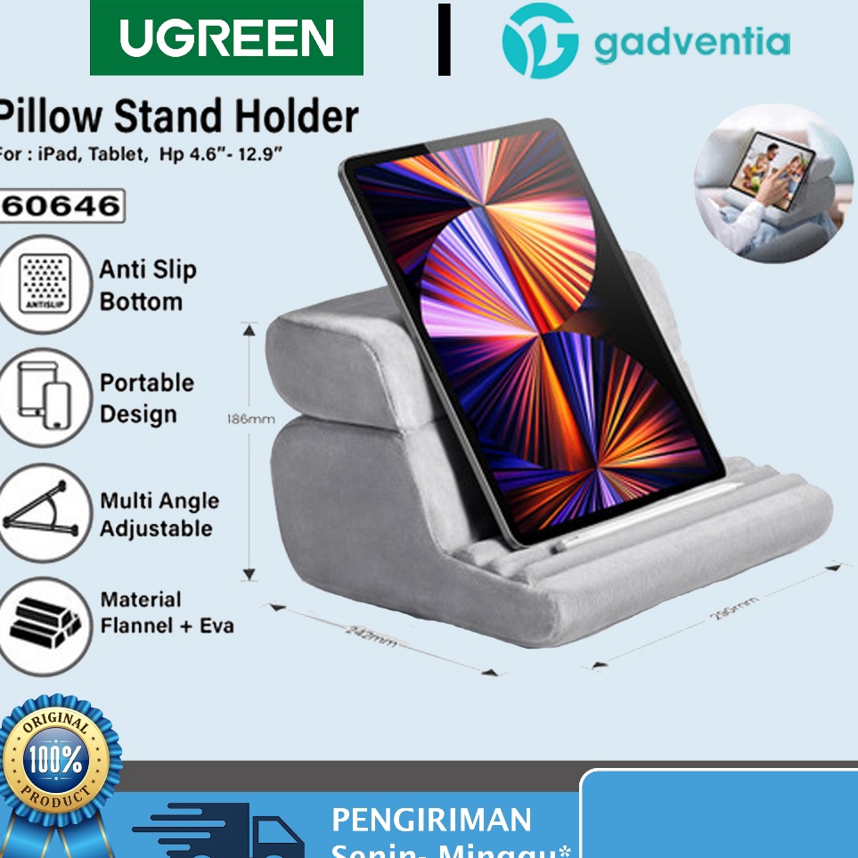 Ugreen 6646 Standing Phone Holder  Storage Bag Pillow Bantal iPad Air Pro 11 inch 129 inch Mi Pad Ga