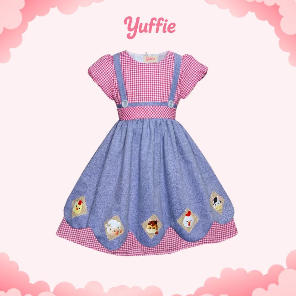YUFFIE Baju Dress Anak Perempuan Lucu -  OOTD Anak Cewek 1-12 Tahun 4187b