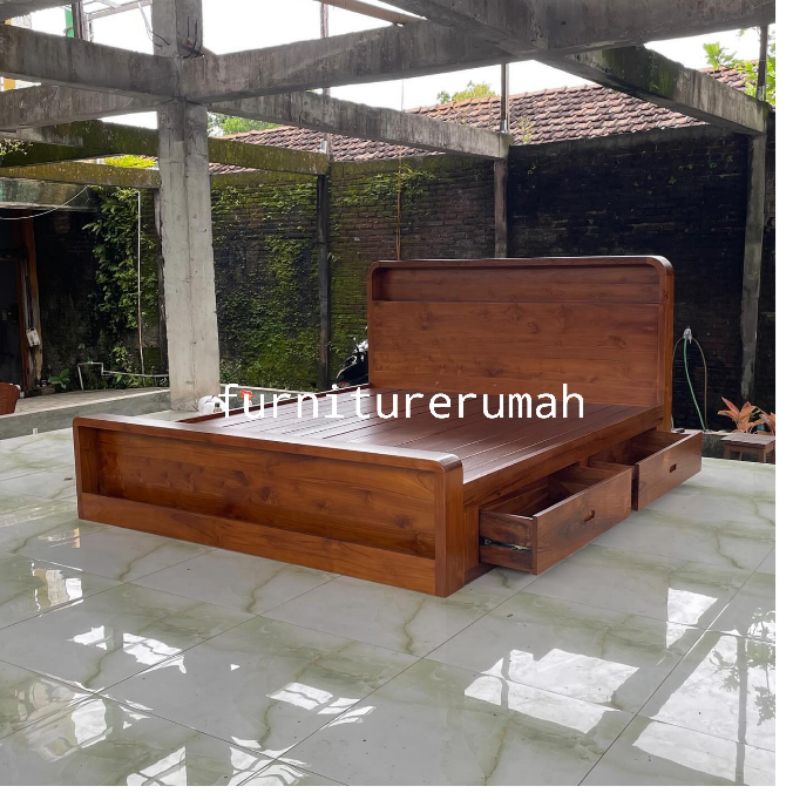 tempat tidur laci kayu jati minimalis, dipan tempat tidur laci minimalis kayu jati