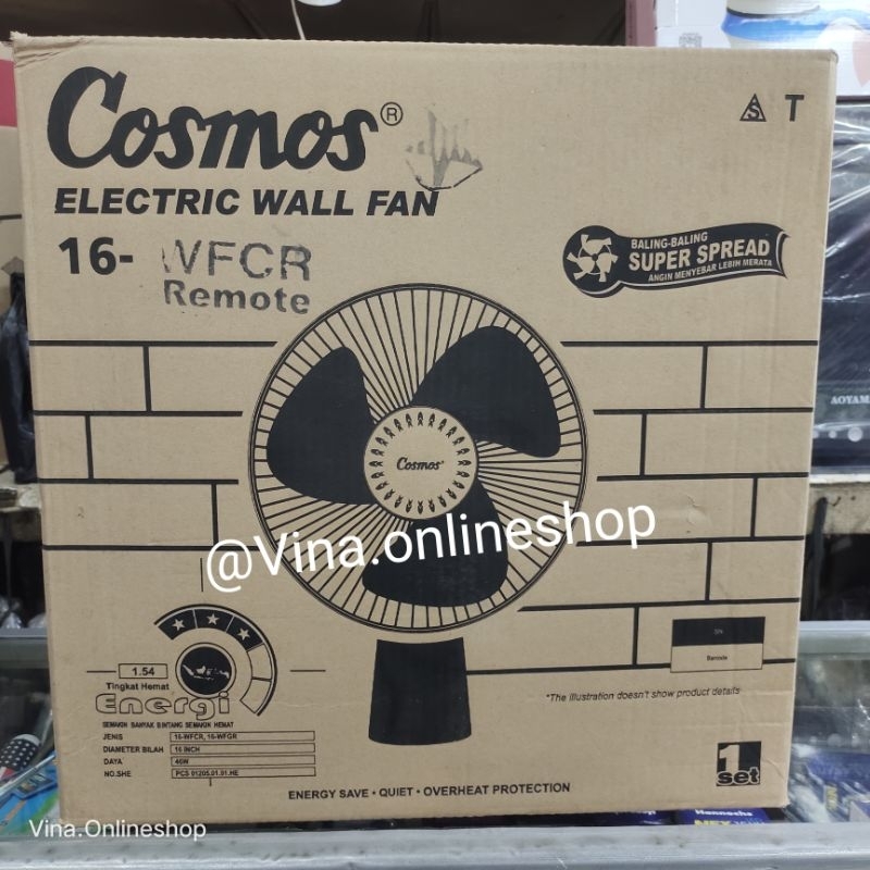 KIPAS ANGIN DINDING COSMOS 16 WFCR/Cosmos Kipas Angin Dinding 16 inch - PAKAI REMOTE