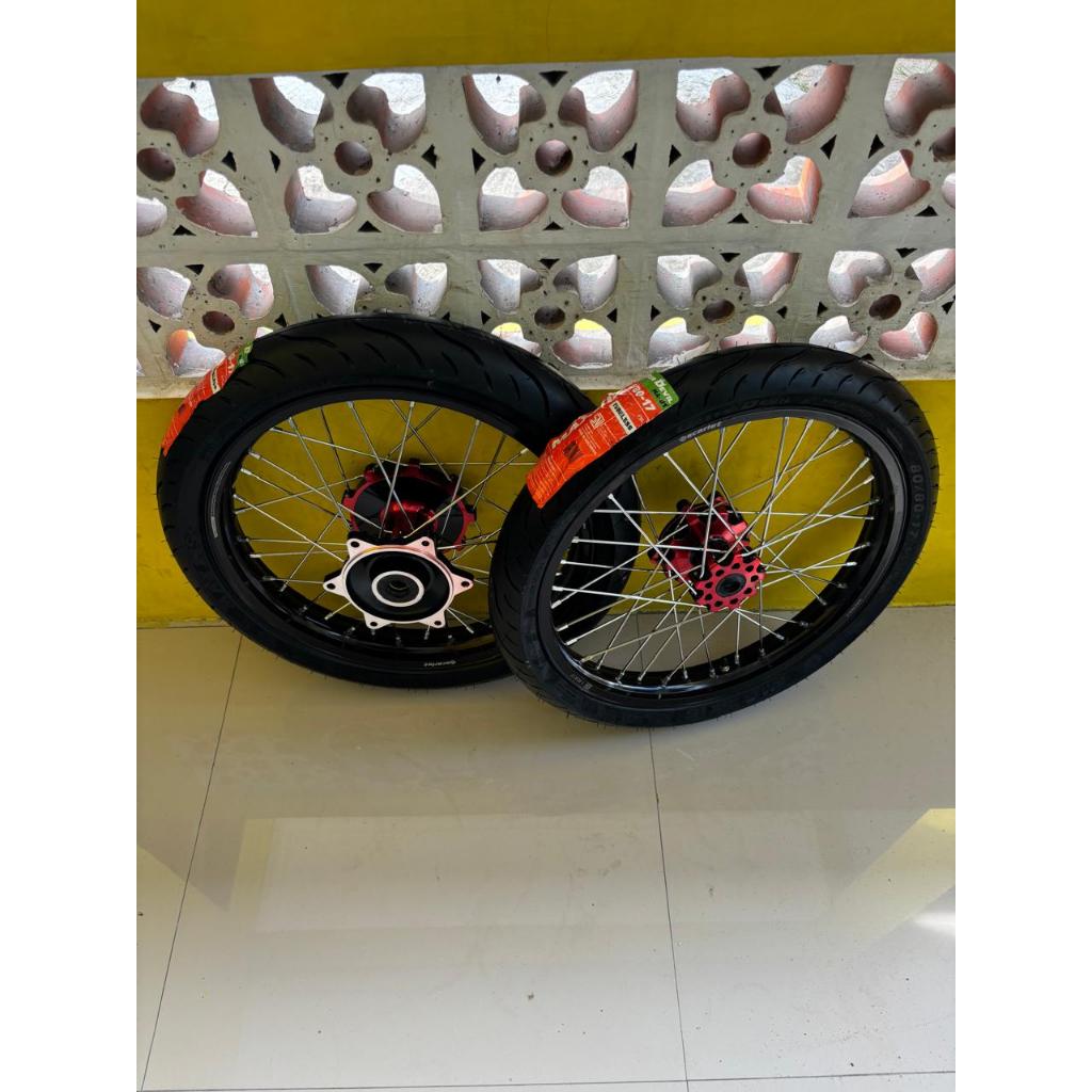 velg Surex Crf 160/185 Scarlet Wheelset Semi Cacing Ban Maxxis Baru Ring 17
