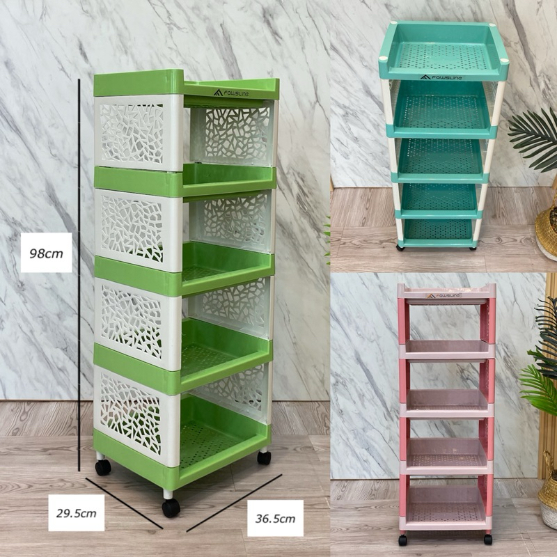 RAK FAWSLINE 5 SUSUN + RODA || RAK TROLY 5 TINGKAT || RAK 5 SUSUN SERBAGUNA || RAK PLASTIK  PORTABLE