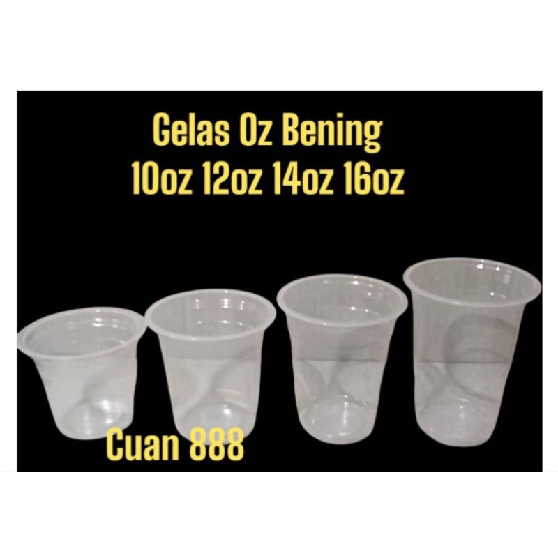 Gelas Plastik Bening/Gelas Jus/Gelas oz Bening 10oz 12oz 14oz 16oz Isi 50 Pcs