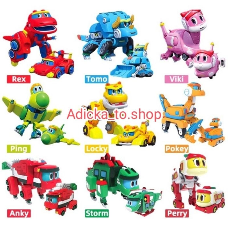 GOGO DINO MINI TRANSFORMING (Rex, Viki, Tomo, pokey, lockey, ping, Strom)