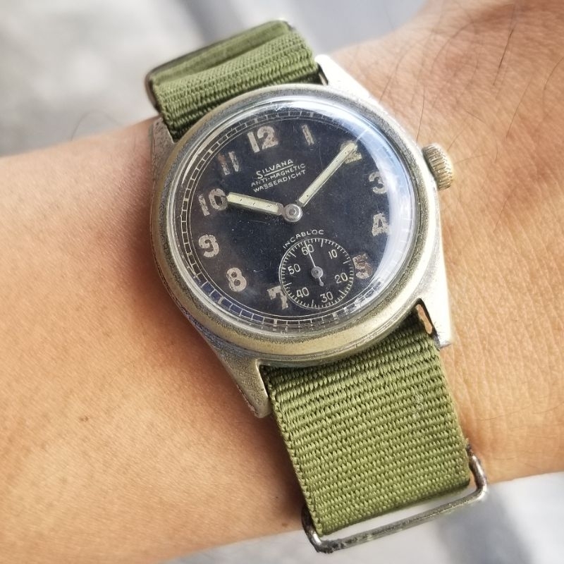 40s Vintage Silvana antimagnetic wasserdicht German DH Military Watch WWII ww2 World War