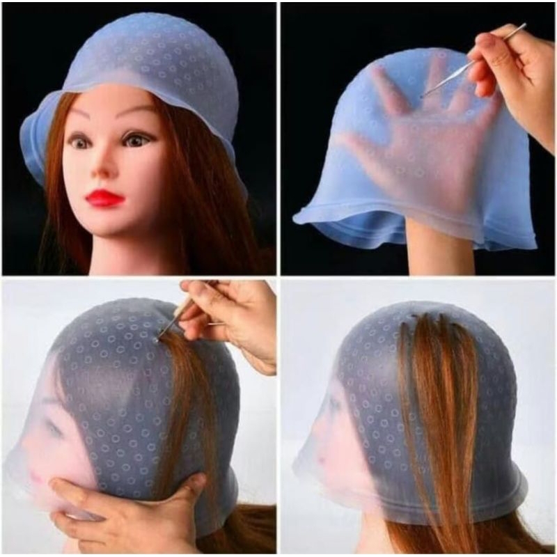 Topi Highlight Karet Semir Cat Rambut + Besi Pengkail