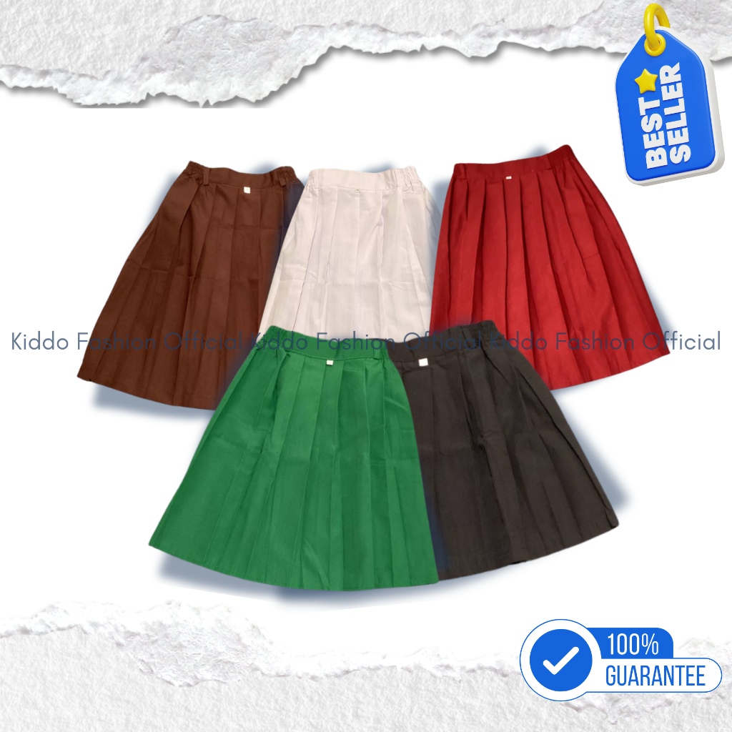 Rok Pendek Sekolah SD Rok Rempel Perempuan Seragam Sekolah SD MI Warna Merah Putih Coklat Hijau Hita