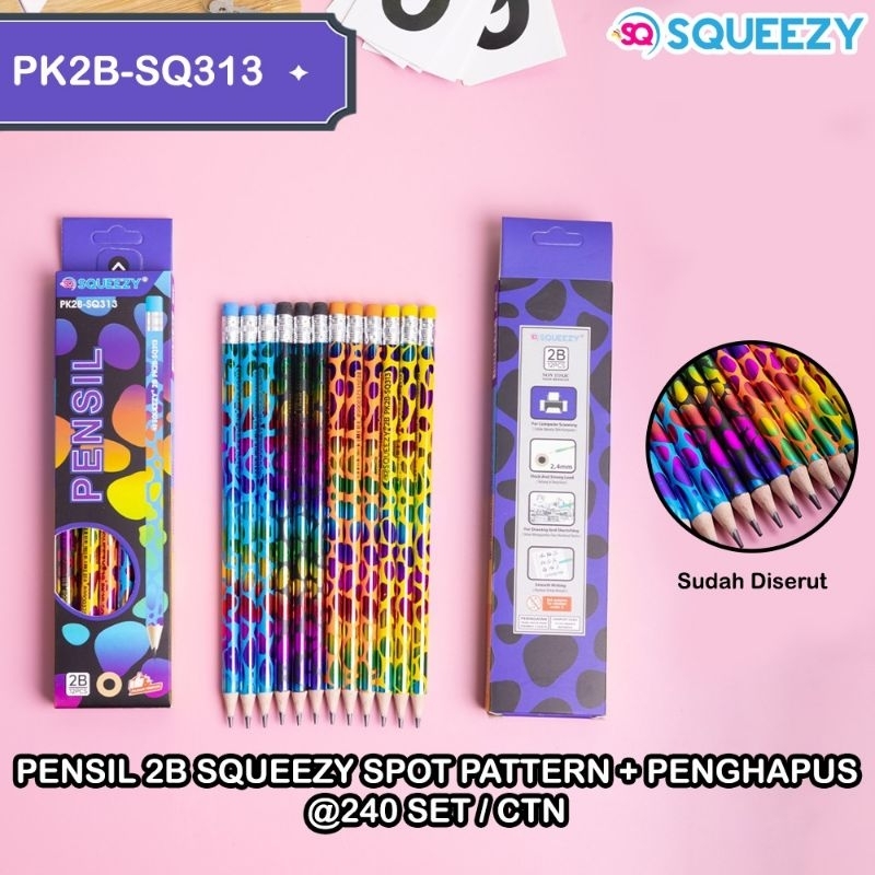 

(12pcs) pensil 2B SQUEEZY SQ-313/ pensil 2B murah/pensil 2B grosir