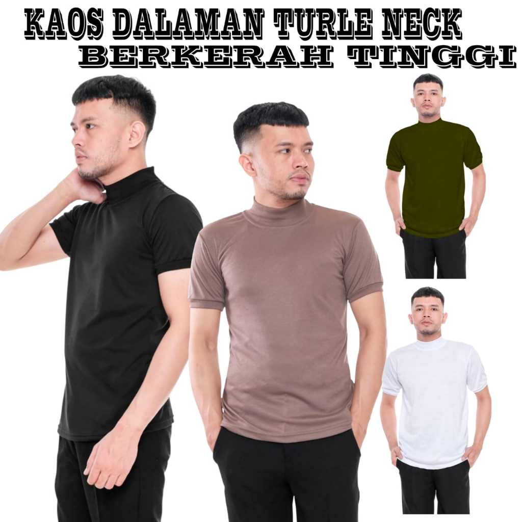 Kaos Dalaman Pria Turtleneck Berkerah Tinggi