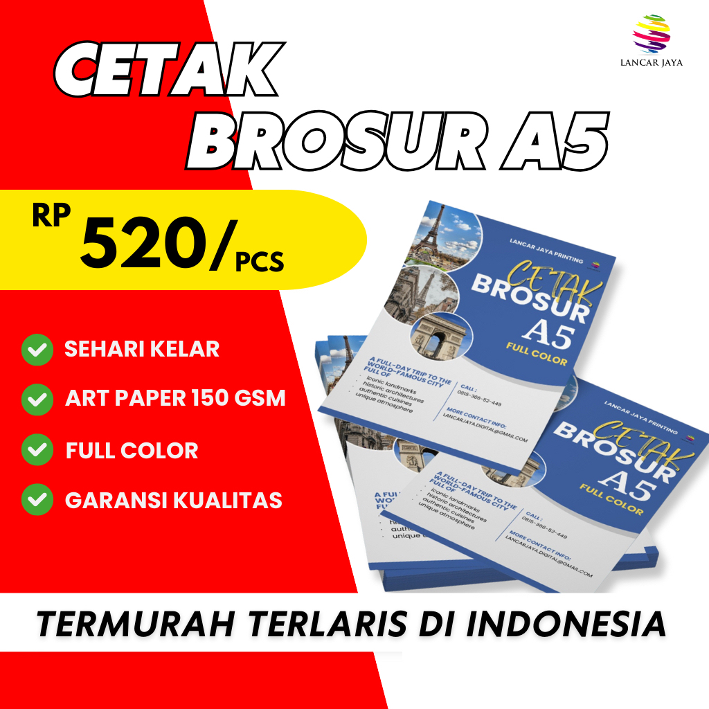 CETAK BROSUR A5 TERMURAH || CUSTOM BROSUR A5 || CETAK FLYER A5 / BROSUR 1 RIM