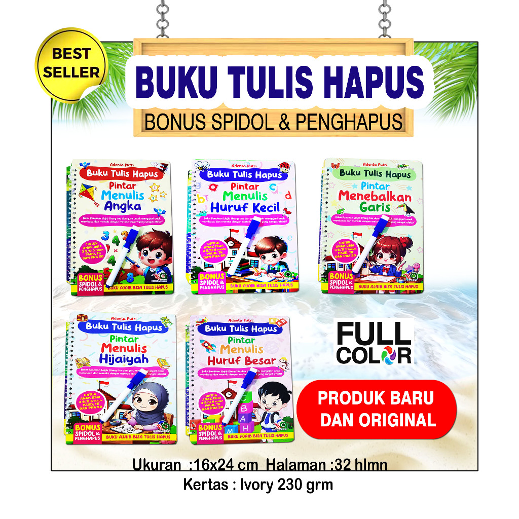 

Buku Tulis Hapus/Bonus Spidol dan Penghapus/Untuk TK/Paud