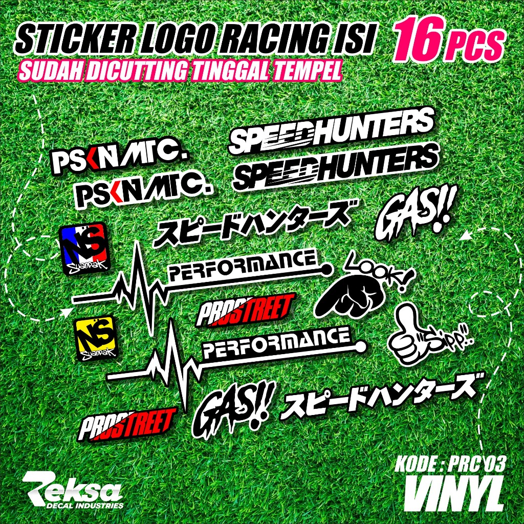 

16 Lembar Sticker Racing / Sticker pack / Sticker Sponsor / Sticker Motor / Sticker Kecil2 cocok buat Motor Mobil Hp Laptop Helm Hologram Pelangi Vinyl Putih REKSA.PRC03