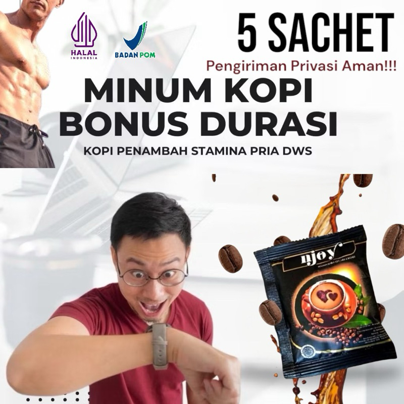 

(COD) 5 Sachet Kopi Njoy Coffee Stamina Obat Kuat Herbal Dewasa Tahan Lama BPOM 100% Original