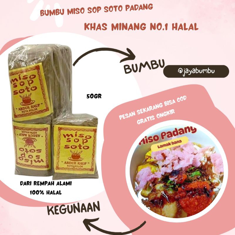 

JAYABUMBU - Bumbu MISO SOP SOTO Khas Padang 50gr Halal