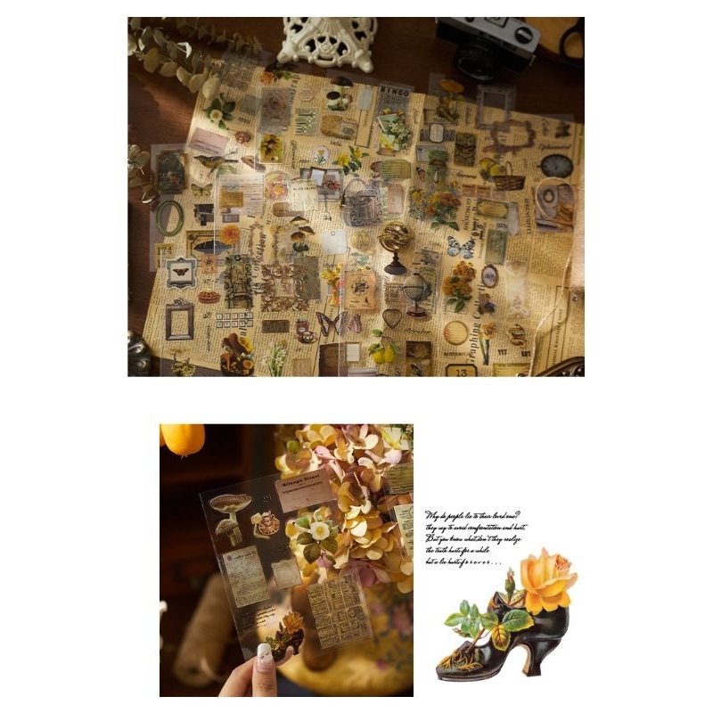 

MilL 1 pcs buku deco sticker vintage aesthetic pet waterproof jurnal scrapbook art diy