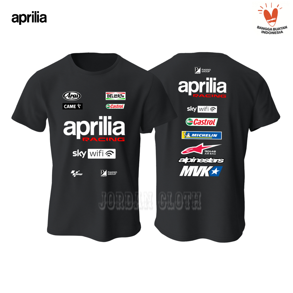 Tshirt Baju Kaos Baju Team Balap Aprilia Racing MotoGP