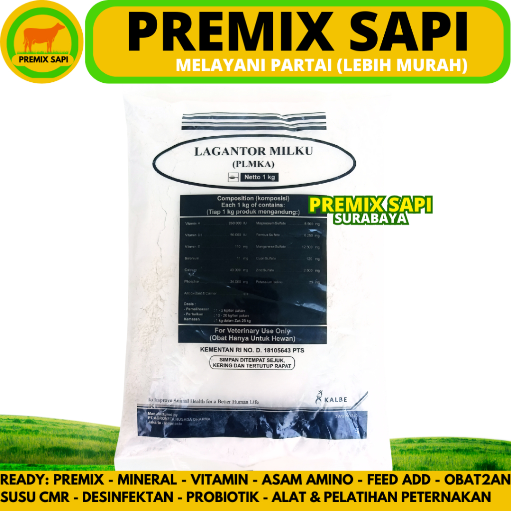 LAGANTOR MILKU 1 KG - Premix Sapi Peningkat Produksi Susu & Pertumbuhan Sapi Kambing Perah