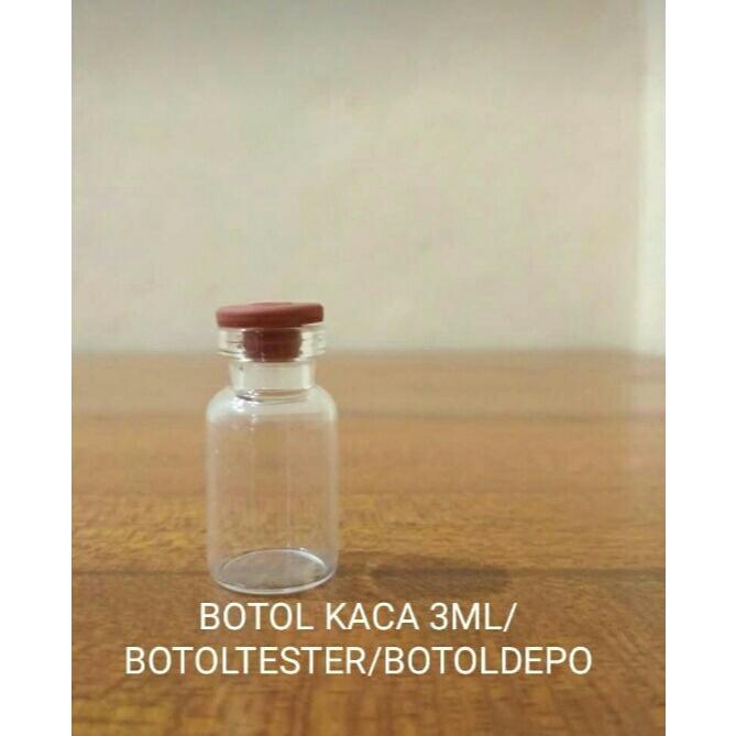 botol kaca vial 3 ml / tutup karet / botol tester / botol kecil - Tutup plastik