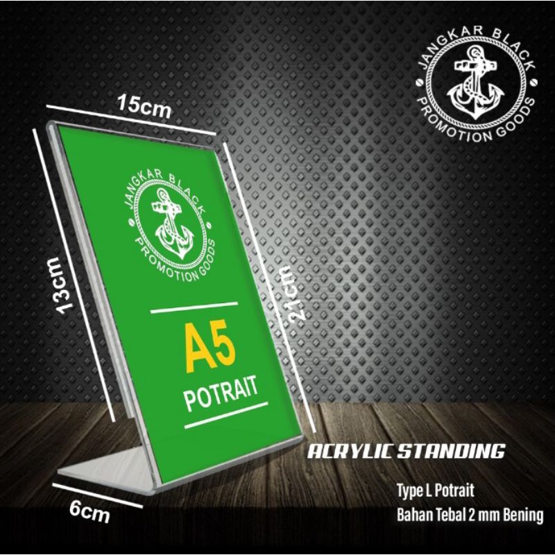 

Akrilik Standing L Potrait A5 l Acrylic Tent Holder Stand Frame