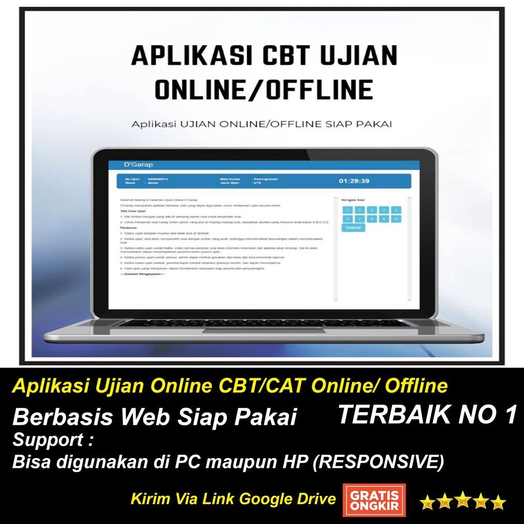 Aplikasi Ujian Online CBT CAT Berbasis Web Siap Pakai - Responsive Web Program Aplikasi