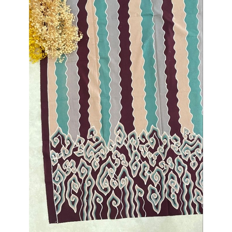 kain batik full tulis asli khas trusmi cirebon bahan katun motif mega mendung salur pelangi rainbow 