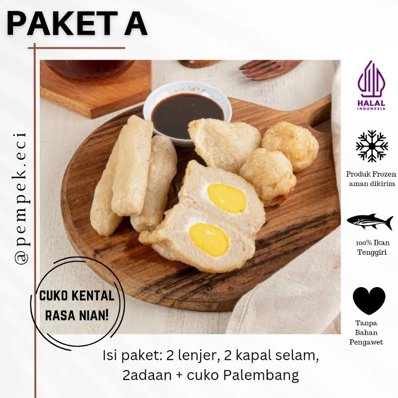 

Paket A | Pempek Ikan Tenggiri isi 6pcs + Cuko Palembang