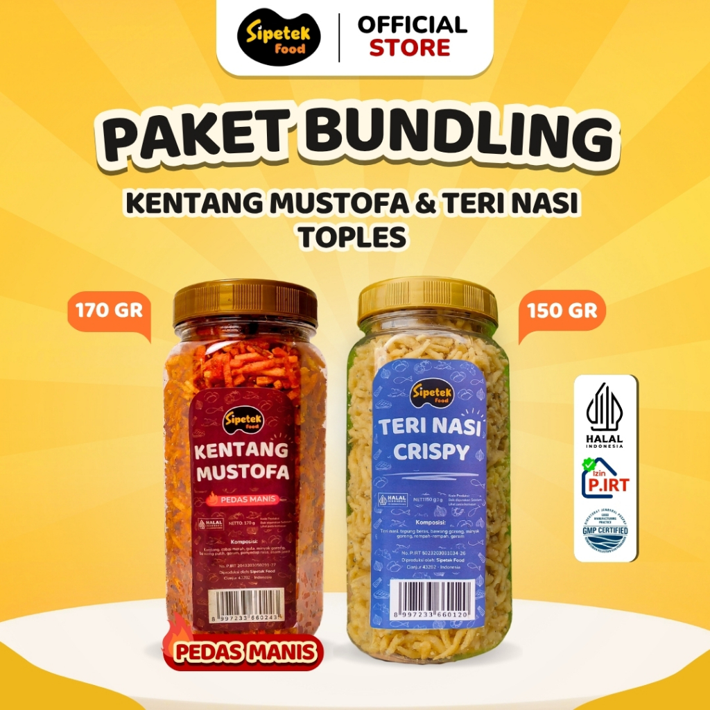 

[Spesial] - Paket Bundling Kentang Mustofa dan Teri Crispy Toples Sipetek