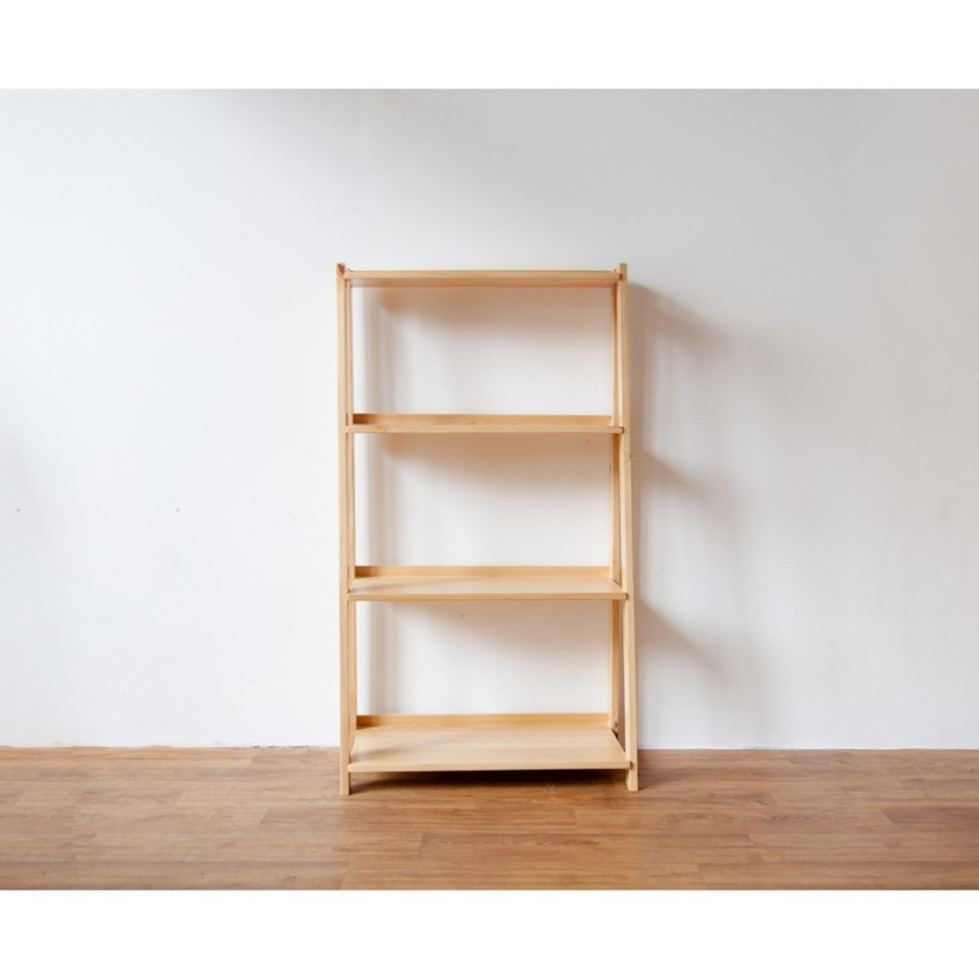 Rak Buku Susun Model Tangga Kayu 4 Tingkat Wood Furniture Premium Super Kokoh