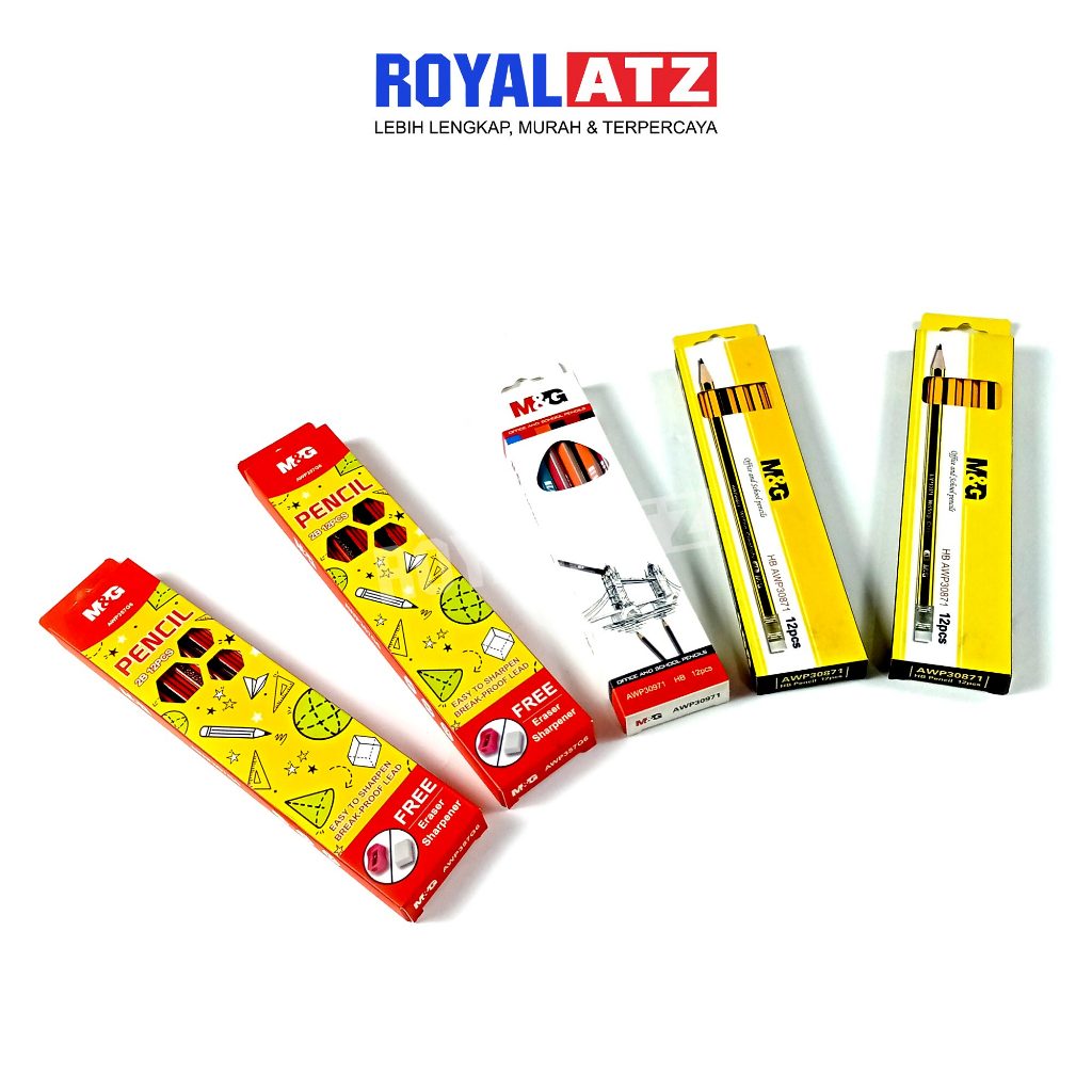 

Pensil / Pencil Kayu M&G Ketebalan 2B/HB Per Pack Isi 12 Pcs Pensil