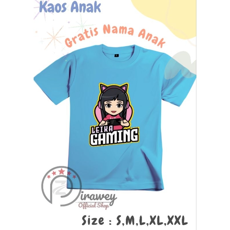 Kaos Anak Leika Gaming l Baju Anak Leika Gaming I Custome (Free Nama)