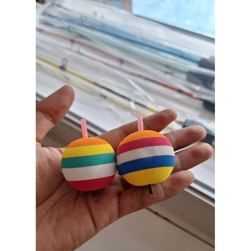 Pelampung bulat bahan busa eva lubang tengah untuk kakap bandeng bawal patin