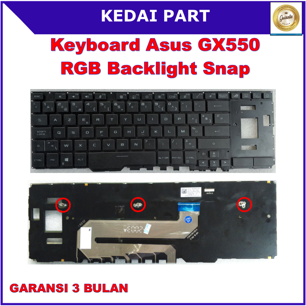 Keyboard Asus ROG Zephyrus Duo 15 GX550 GX550L GX550LWS GX550LXS RGB Backlight Snap