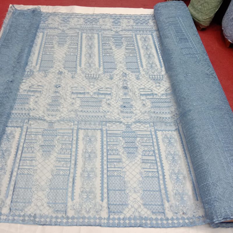 Kain Tile sabto motif mewah/Tile bordir sbto/Tile etnik bordir