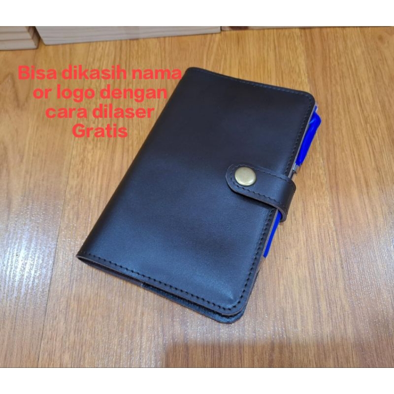 

Cover buku agenda kulit sapi asli cokelat tua full kulit