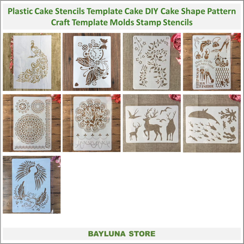 

BYL [Etalase 2/2] ~ Decorative Pattern Stencils Pretty Hollow Spray Painting Templates Durable Washable DIY Window Wall Decor Drawing Tool