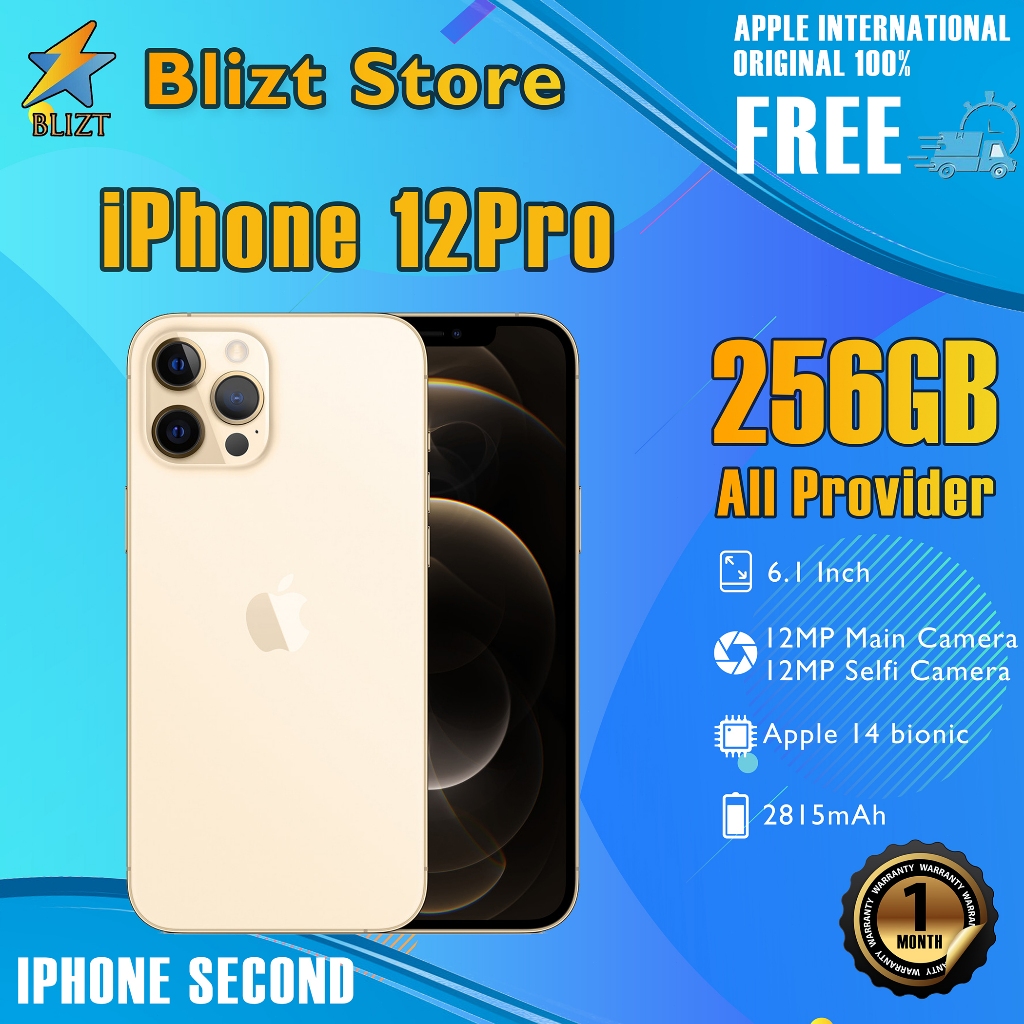 iPhone 12Pro 256GB Second Original100% OLED-Original Silent-Camera Fullset Mulus Like New handphone