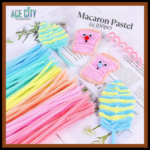 100pcs Kawat Bulu 6mm Tebal Pipe Cleaner Makaron DIY Kerajinan Bunga