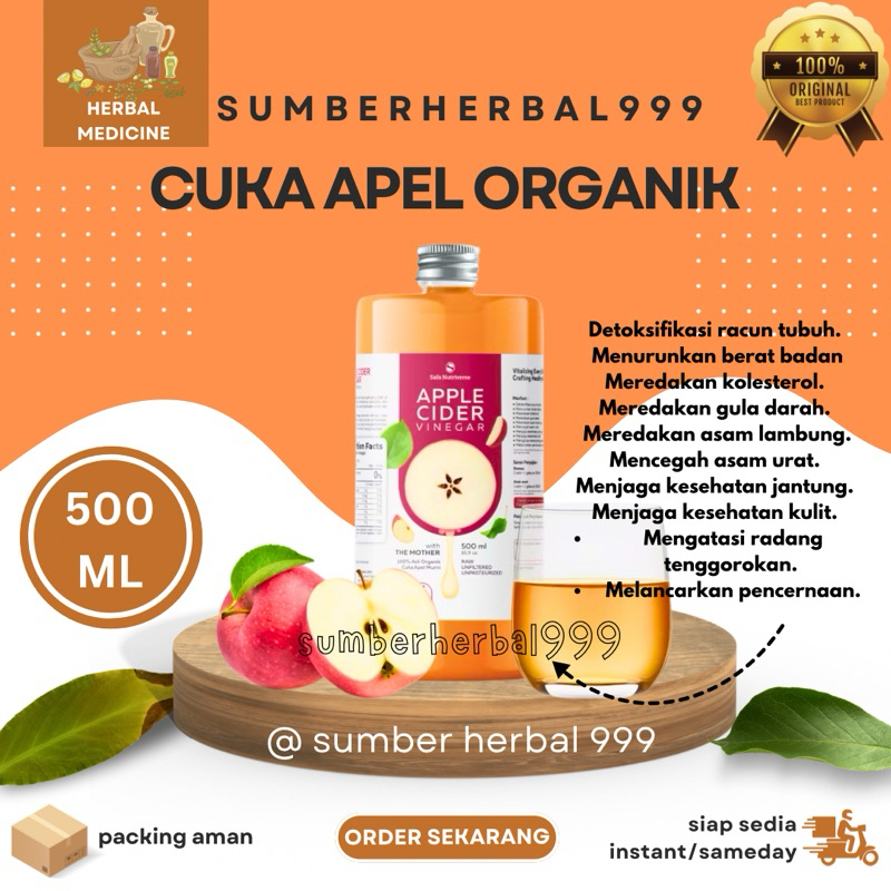 

SN Cuka Apel Organik With The Mother 500ml - Apple Cider Vinegar - by Safa Nutriverse