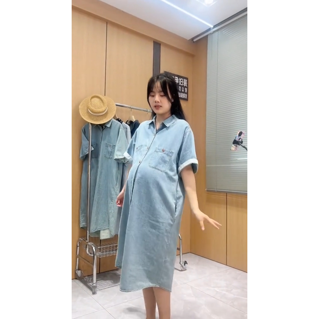 Tunik Jeans Ibu Hamil - Atasan Jeans Ibu Hamil Baju Tunik Bumil