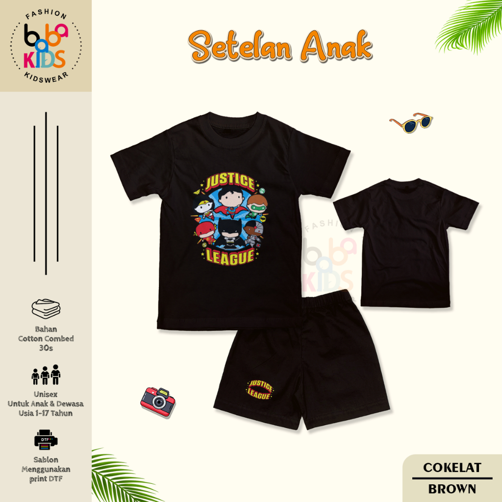 Setelan Anak Kaos Justice League Kartun Baju Anak Celana Anak Laki Laki & Perempuan Unisex 1-10 Tahu