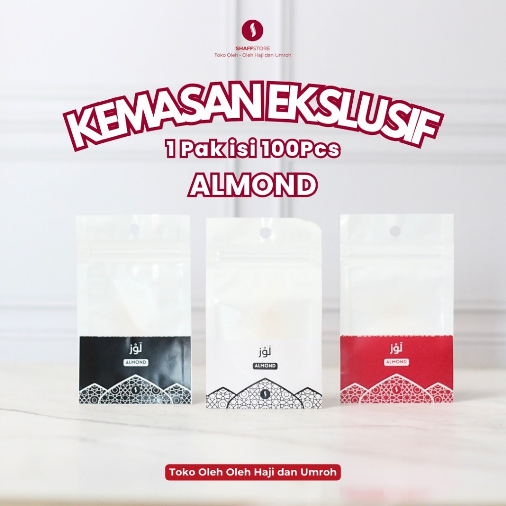 

Kemasan Almond Ekslusif Oleh oleh Haji & Umroh Kemasan Tanpa Isi Hanya Plastik 1 Pak isi 100 pcs