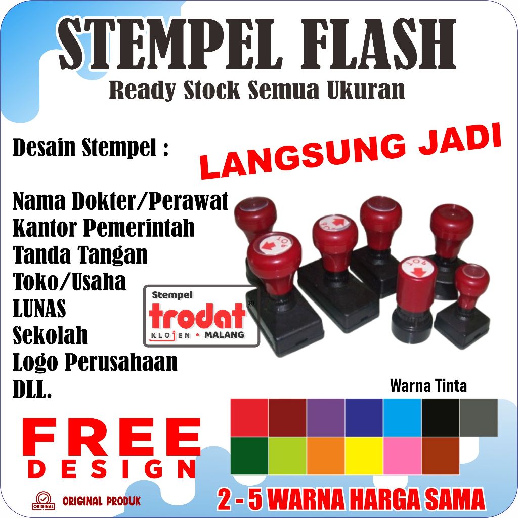 

Stempel Flash Otomatis FREE-DESAIN(Sudah Terisi Tinta) Stempel PPAT Stempel KPPS Stempel Toko Stempel Perusahaan Stempel Notaris Stempel Penilaian Stempel Legalisir Stempel Custom Stempel CV Stempel Logo Stempel Nama Stempel Dokter