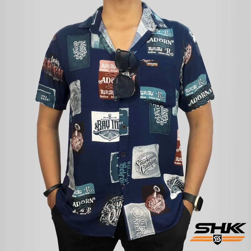 Baju Kemeja Hawai Lengan Pendek Pria Wanita Motif Retro