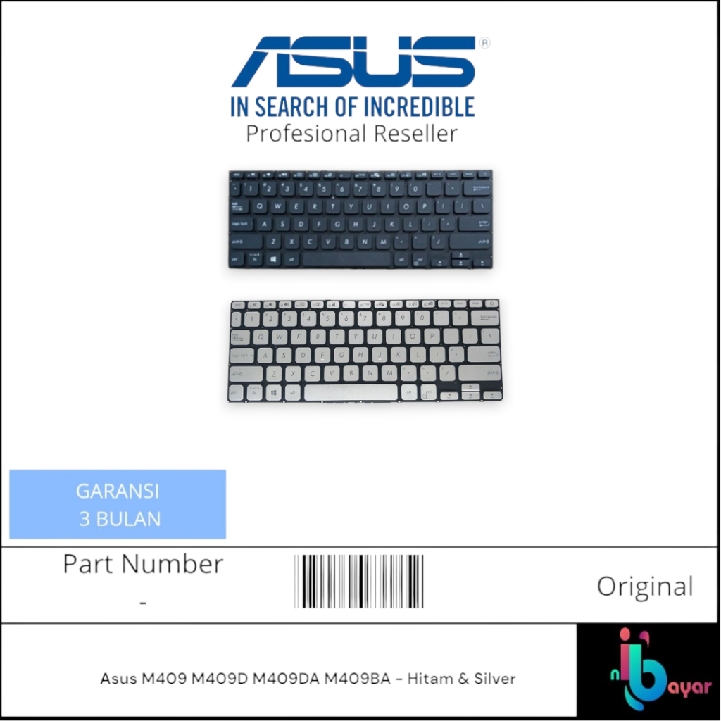 Keyboard Laptop Asus M409 M409D M409DA M409BA - Hitam & silver