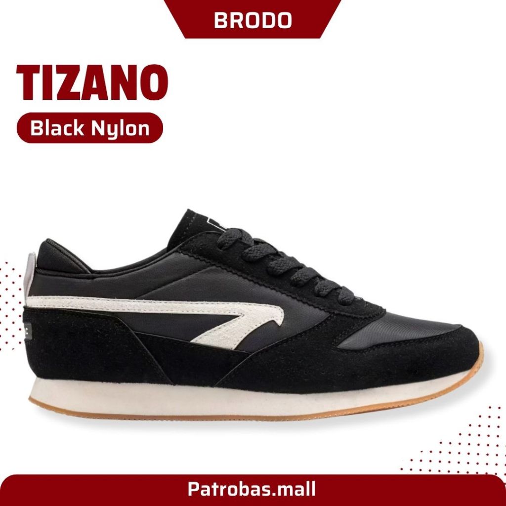 BRODO Tizano Black Nylon Sepatu Sneakers Casual Sport Pria Wanita Hitam Original